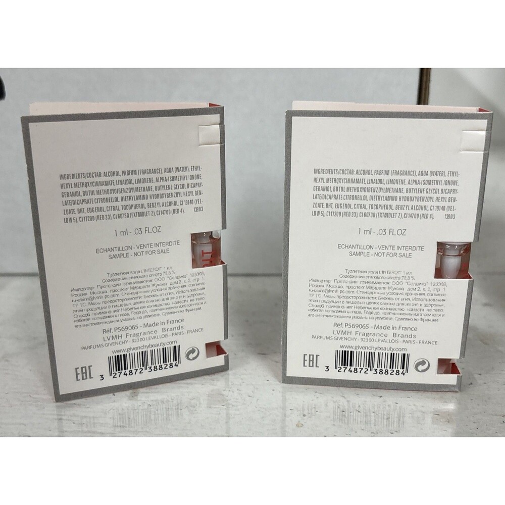 Lot of 2 Givenchy L’Interdit EDT 1ml/0.03 fl. oz. Spray Perfume Vial Samples - Picture 2 of 3